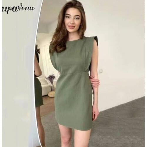 Free Shipping 2021 New Summer Casual Dress Womens O-Neck Ruffle Sleeveless Bodycon Mini Dress Club Evening Party Vestidos