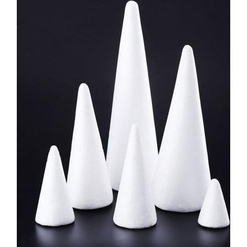 1 Set White Solid DIY Cone Children Handmade Craft Polystyrene Styrofoam Foam Tip Cone For Home Craft Christmas Foam Cone Toys