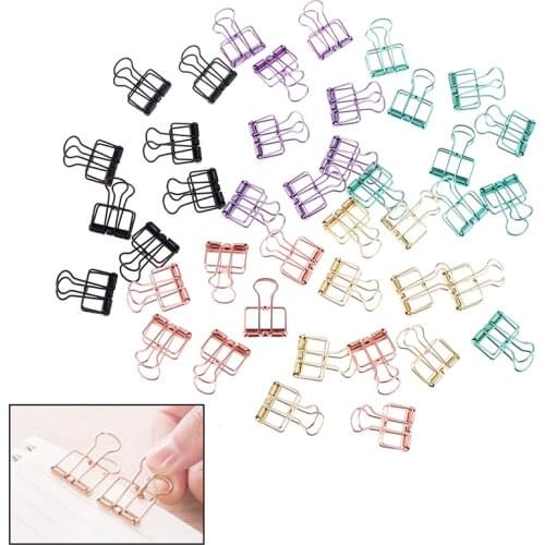 1Pc Rose Gold Hollowed Out Design Binder Clip For Office School Paper Organizer Stationery Supply Decorative Metal Clips