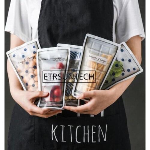 100sets Reusable Seal Plastic Food Fresh Bag Vacuum Sealer Cookies Biscuit Candy Food Storage Bags