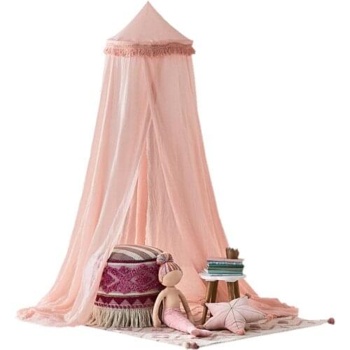 240cm Kids Baby Room Bed Dome Curtain Canopy Chiffon Tassel Hung Mosquito Net