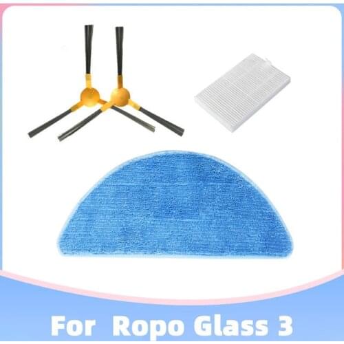 3*Filters+2*Mop Cloths+4*Side Brushes For Ropo Glass 3 Vacuum Cleaner *100% Brand New And High Quality