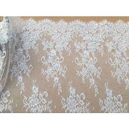 3meters 150CM Mesh Eyelash Lace White&Black Embroidered Soft Floral Classic Lace Trim Crafts Sewing For Dress Decoration