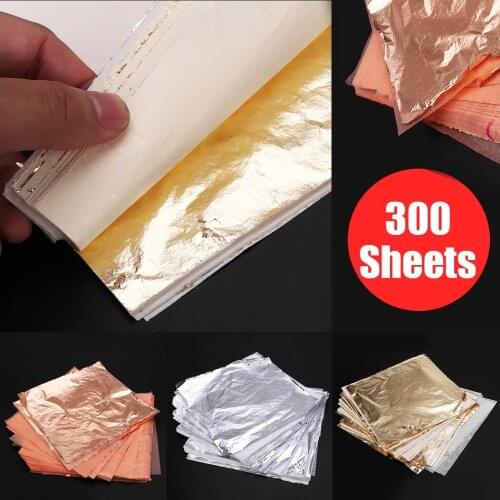 300 sheets Gold Foil Paper Leaf Sheet Gold Silver Copper Foil 14*14cm Leaf Gilding Art Craft Imitation