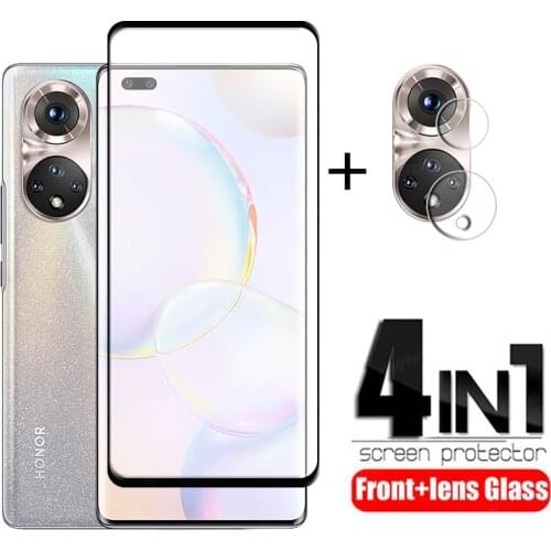 4-in-1 For Huawei Honor 50 Pro Glass For Honor 50 Pro Protective Glass Phone Film HD Screen Protector For Honor 50 Pro Lens Film