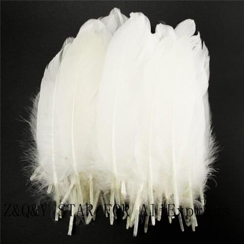 50-200 natural goose feathers 15-20CM dyed white DIY craft jewelry clothing feathers