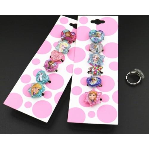 6 pcs Disney Frozen Princess elsa Anna Love Childrens Ring baby girls Adjustable Size Ring