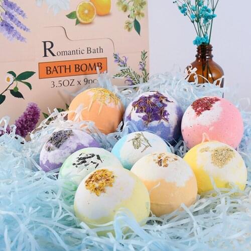 9pcs Natural Spa Essential Oil Bath Bombs Ball Set for Girlfriends Women Moms Christmas Birthday New Year Gifts