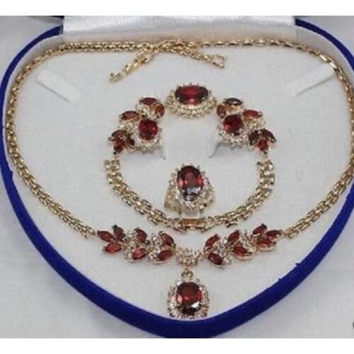 Free Shipping hot sell new Beautiful Gifts true red yellow gold Earring Bracelet Necklace Ring NO Box