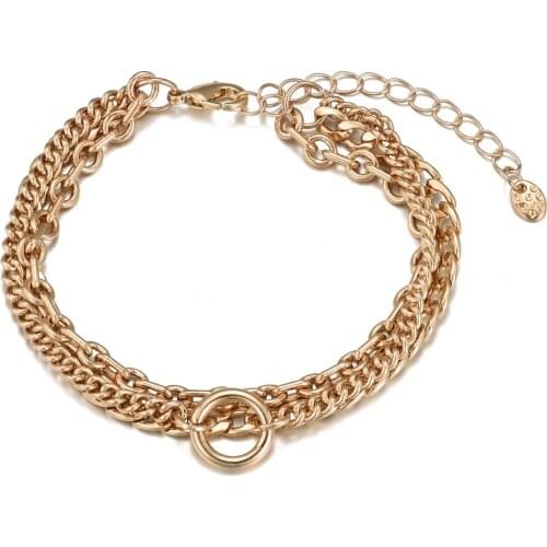 Small Circle 3 layer Chain Bracelets For Women Adjustable Gold Color Bracelet for Women Fashion Jewelry 2021 Wholesale