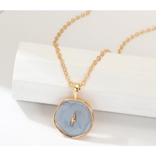 DoreenBeads Trendy Concise Necklace For Women Gold Link Chain White Round Heart Enamel Romantic Accessories Charms 41.5cm, 1 PC