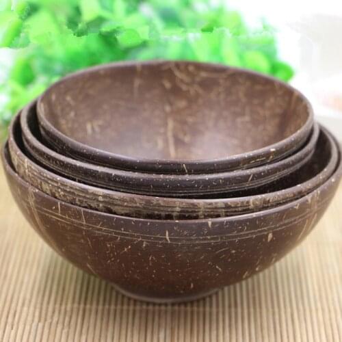 Coconut Shell Bowl Handmade Tableware Dinnerware Adult Dinner Service No Paint No Wax Children Adult Family Bowls