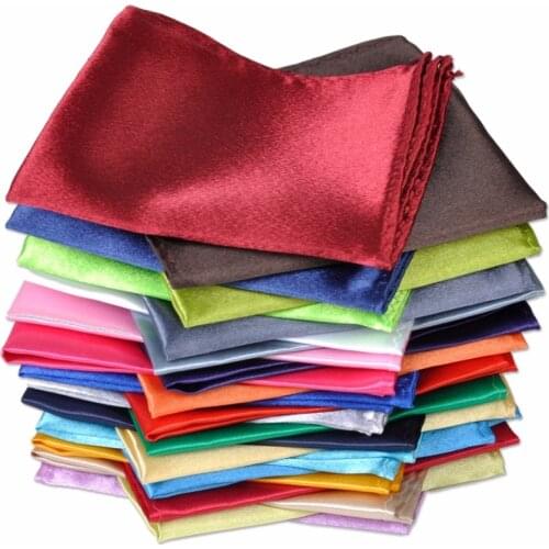 CiciTree 26pcs/set New Polyester silk satin Men Handkerchief Pocket Square Plain Solid Color for Wedding Party Formal Suit Hanky
