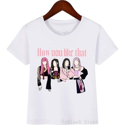 Children Kpop Tshirt How You Like That Graphic T Shirts Summer Top For Girl T-Shirt Kids Teen White T-Shirt Korean Style Clothes