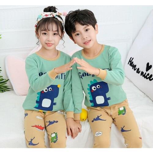 Boys Kids Pajamas Cotton Boys Sleepwear Suit Autumn Girls Pajamas Long Sleeve Pijamas Top+Pants 2pcs Children Clothing Wholesale