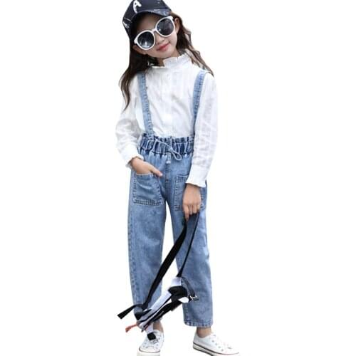 Denim Jumpsuit For Girls Jeans For Kids Teens Teenagers Baby Overalls Rompers 4 8 6 7 8 9 10 11 12 13 14 15 16 Years School Pan