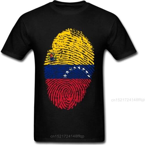 Venezuela Flag Fingerprint Tees Men Clothing Cotton T-shirt Black Tshirt Vintage T Shirts Short Sleeve Mens Summer Top