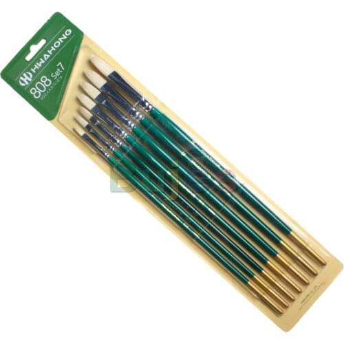 HWAHONG Artist Oil Acrylic Paint Brush Filbert Flat Brush 808 1Set (7ea Brushes),No. 2,4,6,8,10,12,14 ,Bristles hair