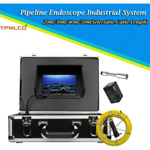 23mm Drain Pipe Camera With 12Pcs White LEDS 20-50m Cable Reel 7”Screen Monitor Pipeline Endoscope Industrial System With DVR