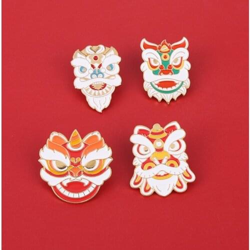 Creative New Product National Tide Style Dance Lion Dragon Head Lion Alloy Brooch Ins Tide All-match Clothing Badge Accessories