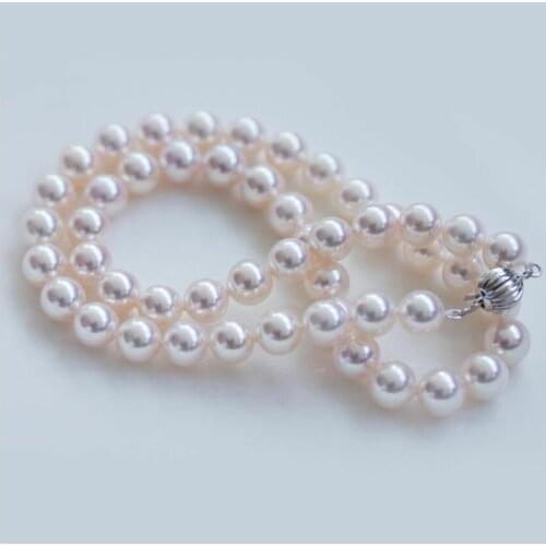 AAA+ 9-10mm round natural south sea white pearl necklace 18"