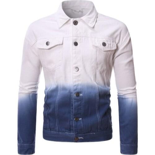 Men brand new fashion personality business casual matching color denim jacket vacation spring and autumn outdoor men jacket