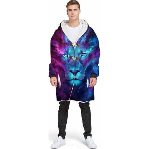 Animals Power Leopard Blanket Winter Warm Red Hooded Coat Jacket For Travel Outdoor Home 3D Printed Personalized Sofa TV Throw