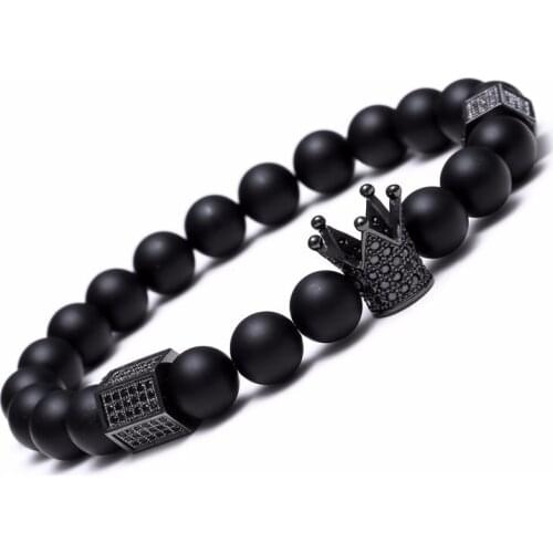 Trendy Imperial Crown & Stoppers Bracelets Men Natural Stone Beads For Women Men Jewelry Pulseras Mujer