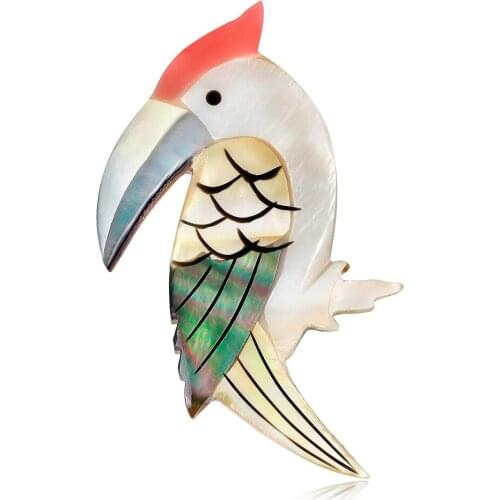 Fashion Hot sales Jewelry Nature Abalone Shell Cute Bird Animal Brooches Pin For Female Decorations Clothing Accessories AH038