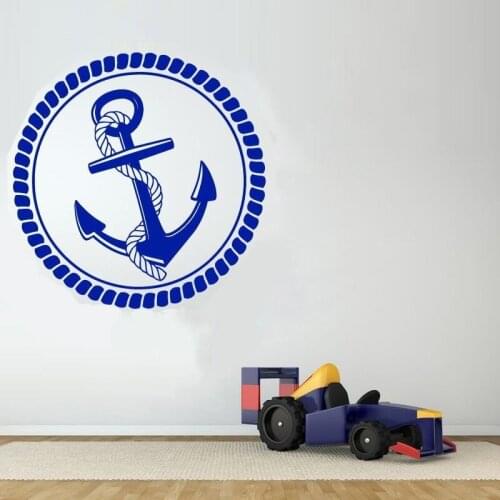 Navy Compass Anchor Wall Sticker for Nursery Kids Room Boys Bedroom Vinyl Removable Wall Decals Living Room Art Murals YY164