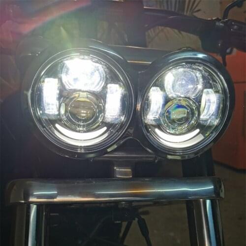 2 Pcs Motorcycle 5 Inch Moto Round Headlamps For Harley Dyna FXDF Model Driving Lamps 5" Fat Bob Projector LED Headlight