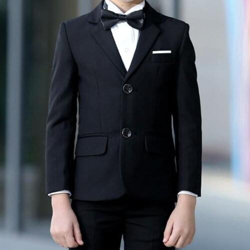 New Custom Made Kid Suits Fashion Handsome High Quality Black Lapel Suits Kid Slim Fit Tuxedo For Wedding Dinner Party Suits