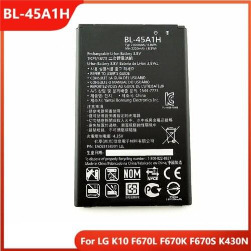 Original Phone Battery BL-45A1H For LG K10 F670L F670K F670S K430N BL-45A1H Replacement Rechargable Batteries 2300mAh