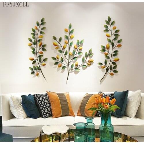 French Country Wall Decoration Pendant Creative 3D Foliage Shape Handmade Iron Home Decoration