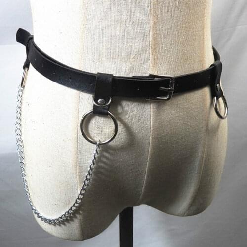 New Style Woman Gothic Leather Harness Ring Chain Belts Thigh Straps Garter Suspenders Sexy Wedding Punk Belt