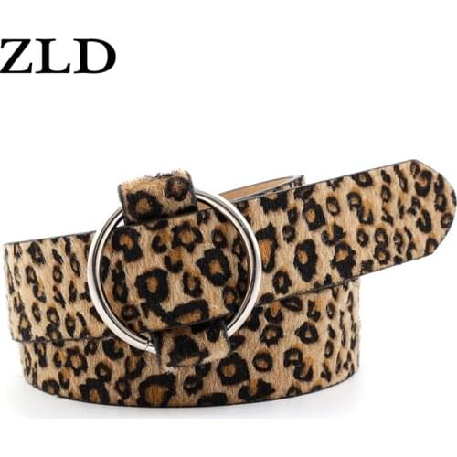 ZLD Needle-free round buckle women belt fashion Leopard snake print Casual ladies belts jeans wild luxury brand ladies Strap