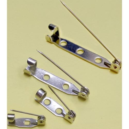 SEA MEW 100 PCS Stainless Steel White K Brooch Pin Base Blank Settings For Jewelry Making