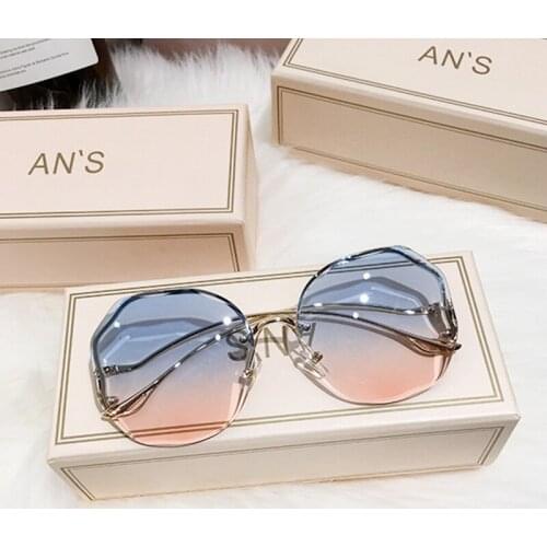 Beautifully Decorative Glasses All-match Rimless Sunglasses Irregular Trimmed Sunglasses Women Exquisite Gradient Sunglasses