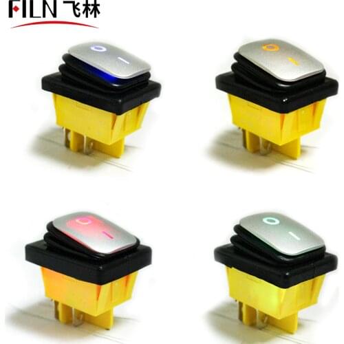 On off 30A/250V 16A/250V heavy duty 4 pin t85 sealed waterproof rocker switch with led 12V 24V 110V 220V 380V Silver Painting