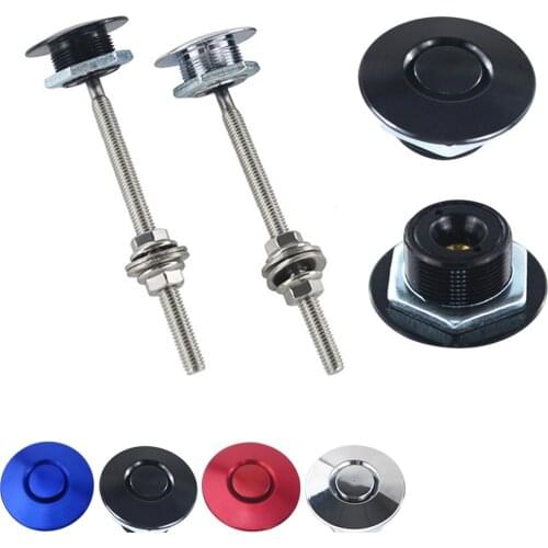 Universal 32mm Push Button Billet Hood Pin Lock Clip Kit Engine Bonnet Latch Set