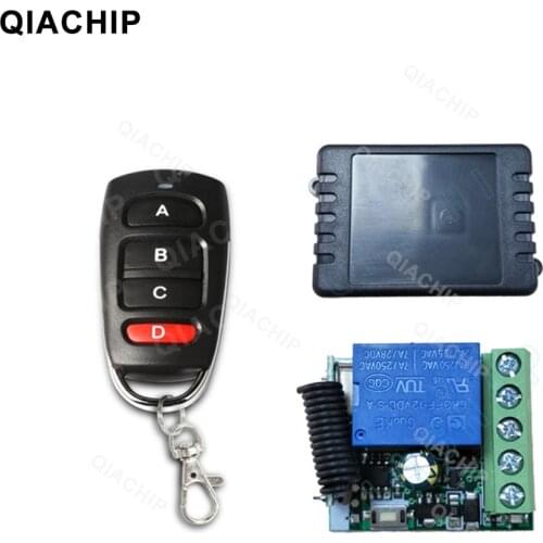 QIACHIP 433MHz DC 12V Universal Wireless Remote Control 1CH RF Relay Receiver 4 Button Remote Controller Switch For Gate Garage