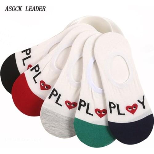 2018 Spring&Summer New Cotton Womens Socks Casual Invisible Socks Wild Stealth Sock Love Funny Sock Women Fashions 5 Pairs/Lot