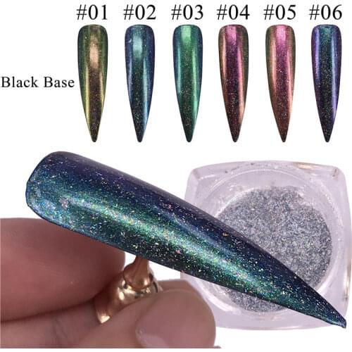 WUF 0.1g Chameleon Holographic Nail Glitter Powder Gel Polish Chrome Pigment Dust Shinning Glitters Manicure Nail Art Decoration
