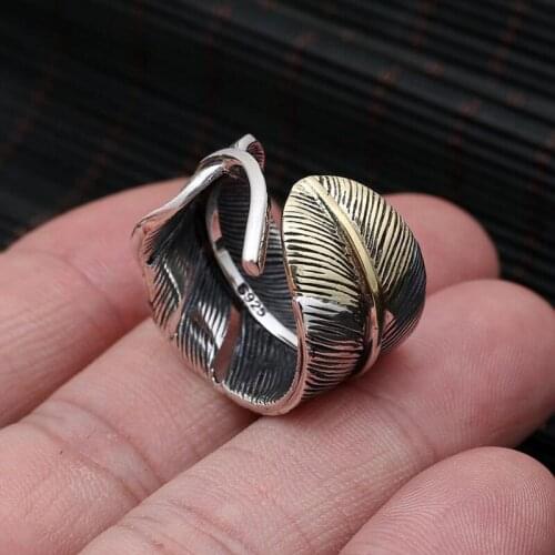 925 sterling silver Takahashi Goro feather trim ring to live wedding ring jewelry Christmas gift