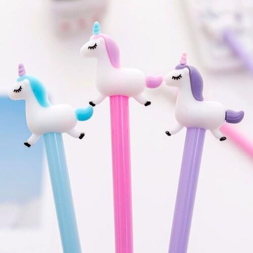 1 Pcs 0.38mm Cute Cartoon Unicorn Gel Pen Creative Students Examination Black Water Signature Gel Pen Kawaii School Stationery