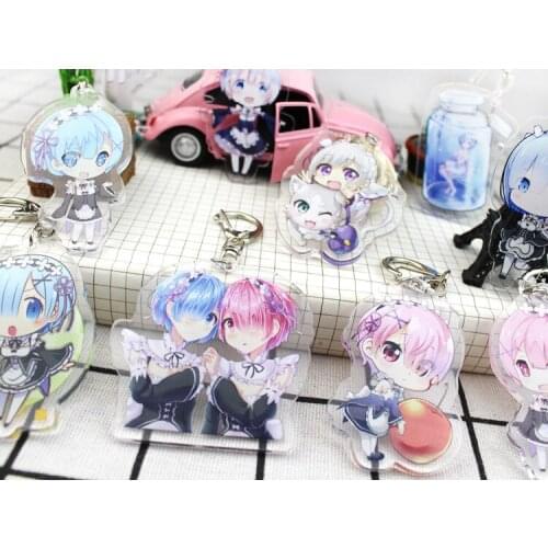 1pcs Anime Re Zero REM RAM Kantai Pendant Keychain Keyrings Llavero
