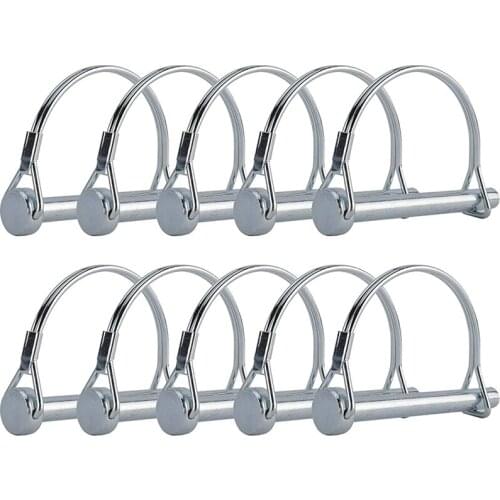 GTBL 10Pcs Wire Lock Pin, 5/16 Inch Shaft Locking Pin Hitch Pin with Round Arch Wire Retainer for Farm Trailers Lawn Garden