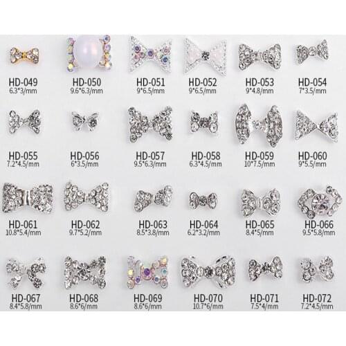 10Pcs/Lot Diamond Bow Nail Charms Silver Bowknot Nail Studs Alloy Nail Rivets Nail art Design Luxury Diamond Jewelry Manicure