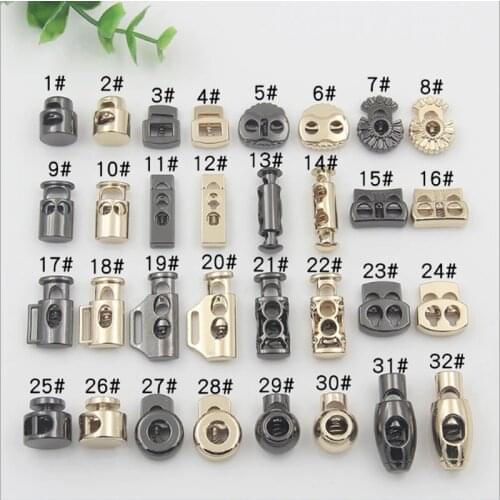100pcs Gold/Black Tone Metal Stopper Spring Toggle Buckle Cord Locks Claps Drawstring Stops End Button Single/Double holes Clasp