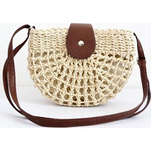22x18CM 2017 New Hollow Round Of The Grass Straw Woman Shoulder Messenger Bags A2891